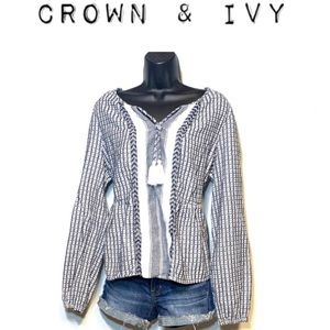 ☀️ 3/$25 Crown & Ivy Boho Peplum Peasant blouse